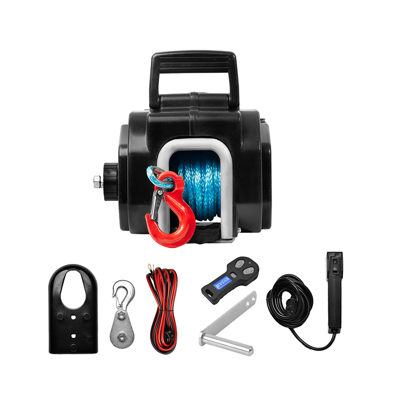 Treuil électrique VEVOR, corde synthétique, 12 V CC, 5400 kg, 9,1 mm×23 m, télécommande sans fil/fil, IP55, pour SUV/jeep/remorque/bateau/4x4 | Leroy Merlin